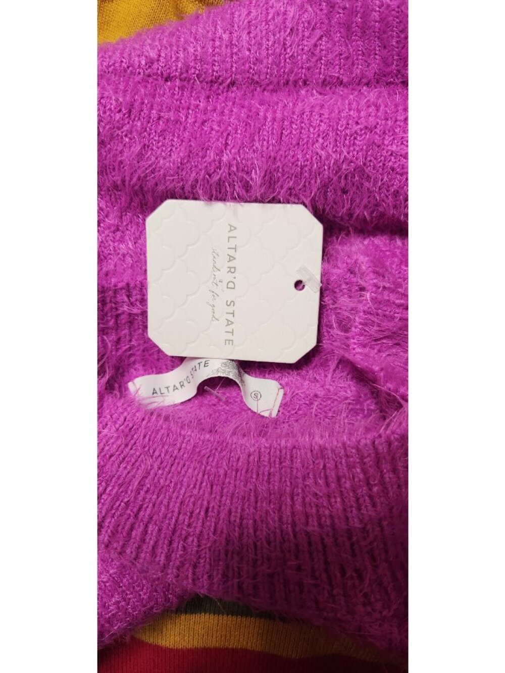 Altar'D State Solid Pink Cropped Crew Neck Long Sleeve SMALL Womens NEW - Picture 6 of 6